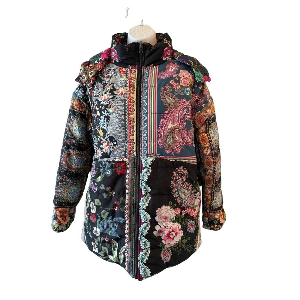 NWOT XS Johnny Was Mauri Puffer Zip Front Hooded Reversible Jacket C40223 $435 - Picture 5 of 16